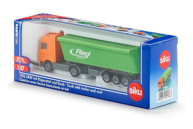 Siku 1:87 Truck With Fliegl Trailer And Roof