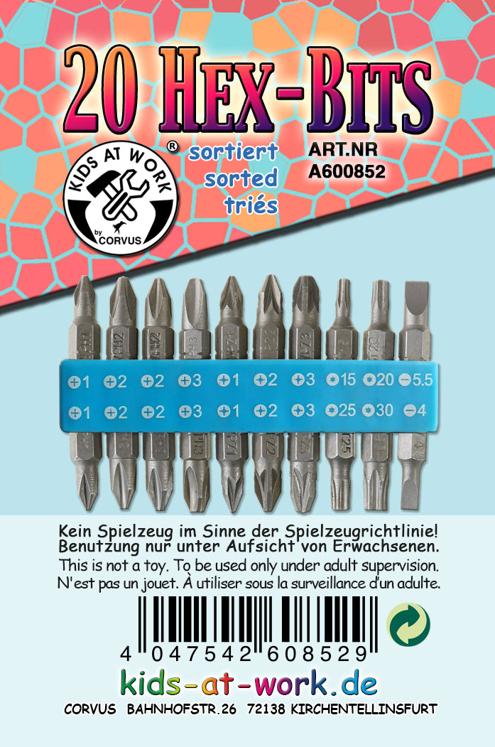 Kids At Work Bit Block 20 Hex Bits