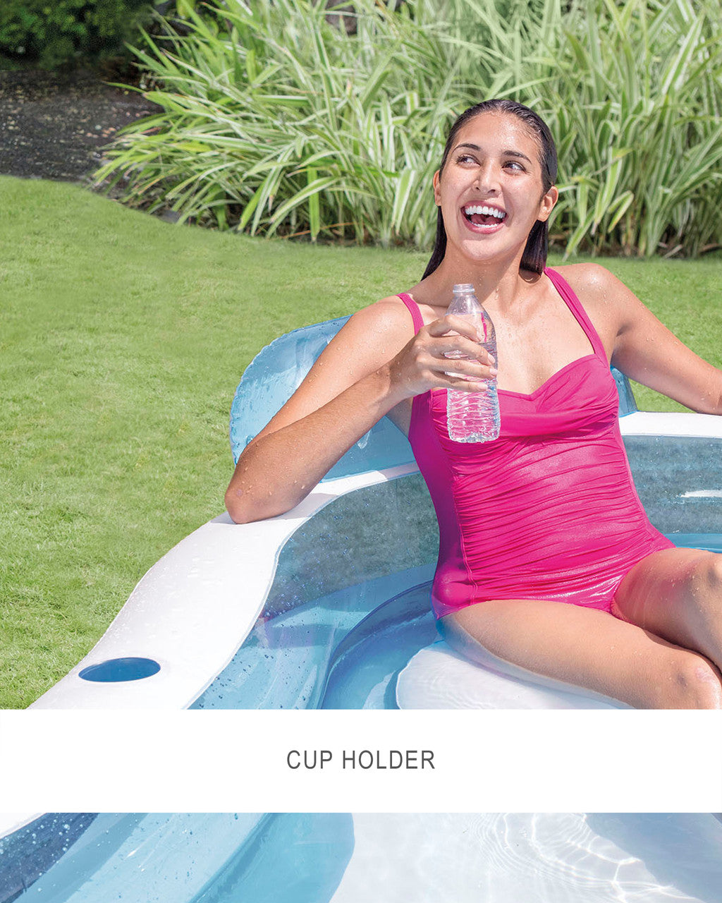Intex 90" X 90" X 26" Blue Inflatable 2 Ring Family Pool W/Seats