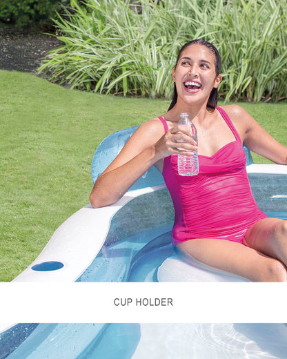 Intex 90" X 90" X 26" Blue Inflatable 2 Ring Family Pool W/Seats
