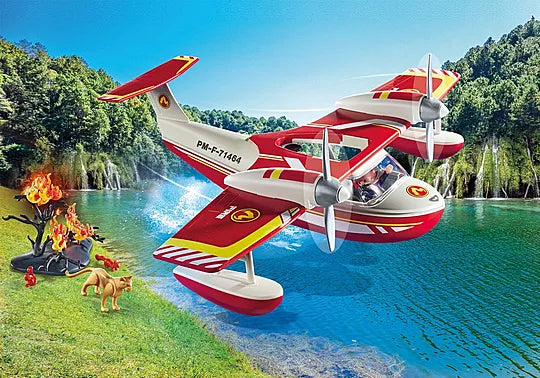 Playmobil 71463 Action Heroes: Firefighting Seaplane with Extinguishing Function