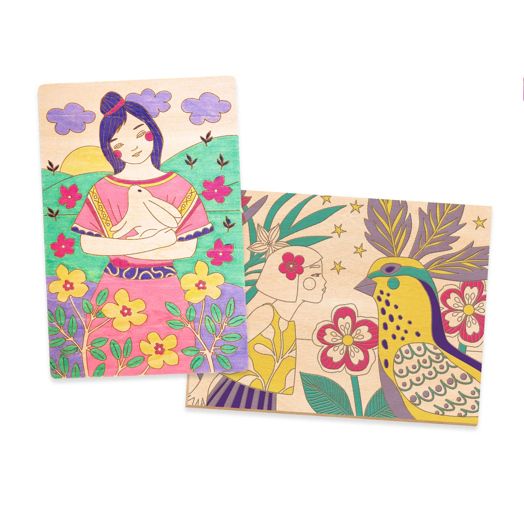 Djeco Colouring On Wood Sweet girls