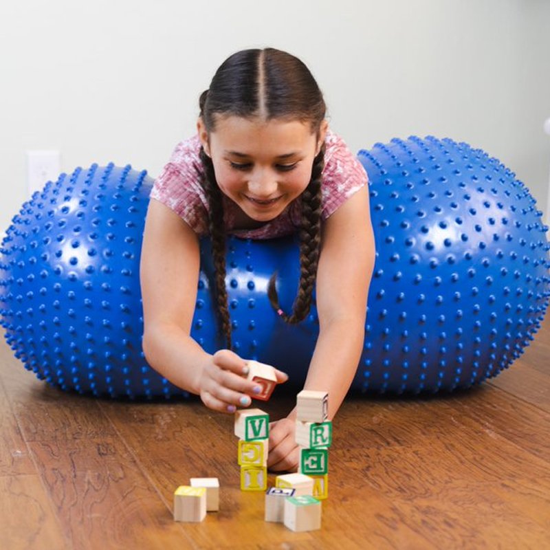 Playlearn Inflatable Sensory Roller With Tactile Nubs Peanut