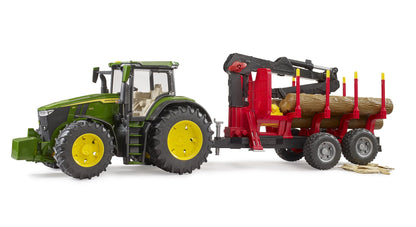 Bruder John Deere 7R 350 W/Forestry Trailer & 4 Trunks