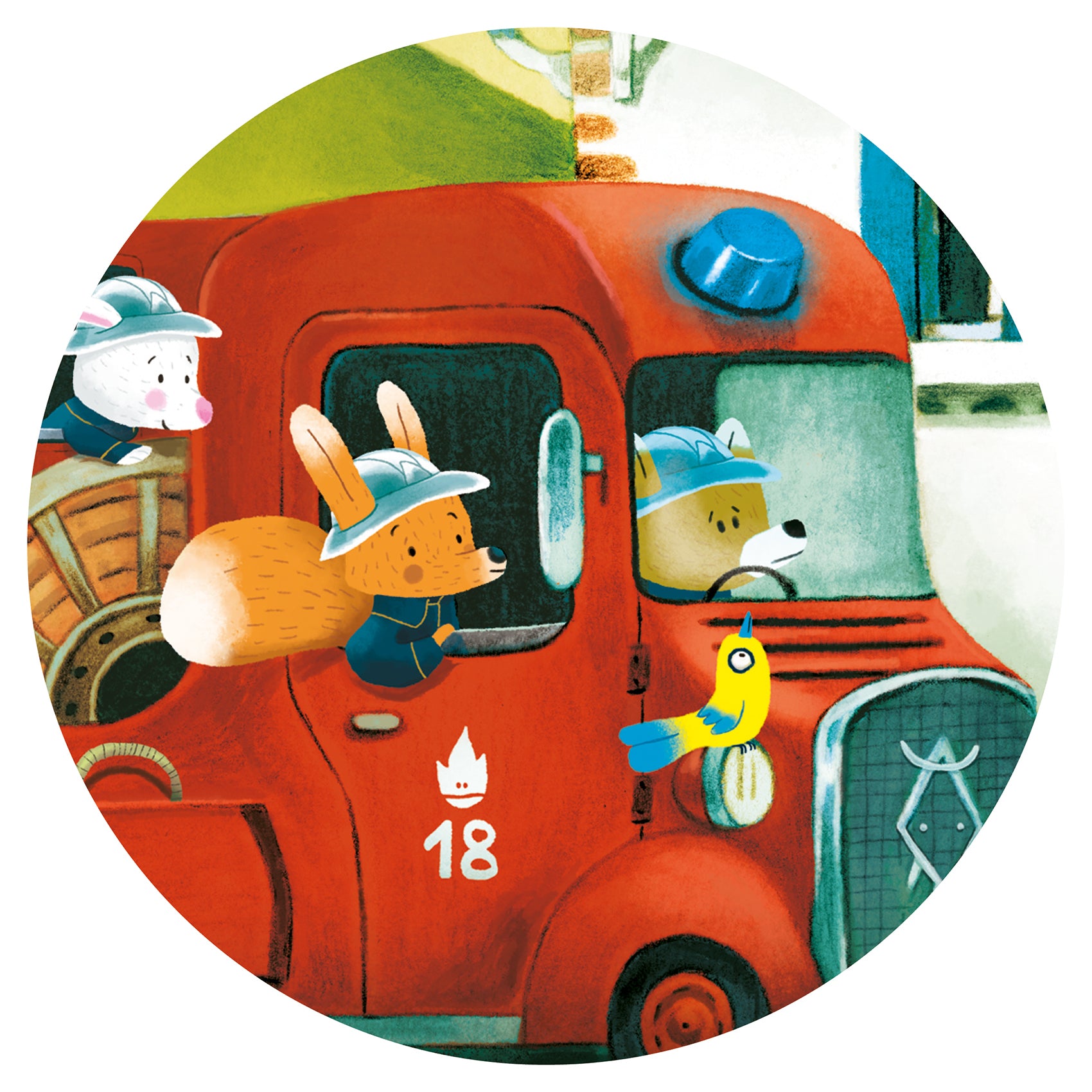 Djeco The Fire Truck - 16 Pcs Silhouette Puzzles