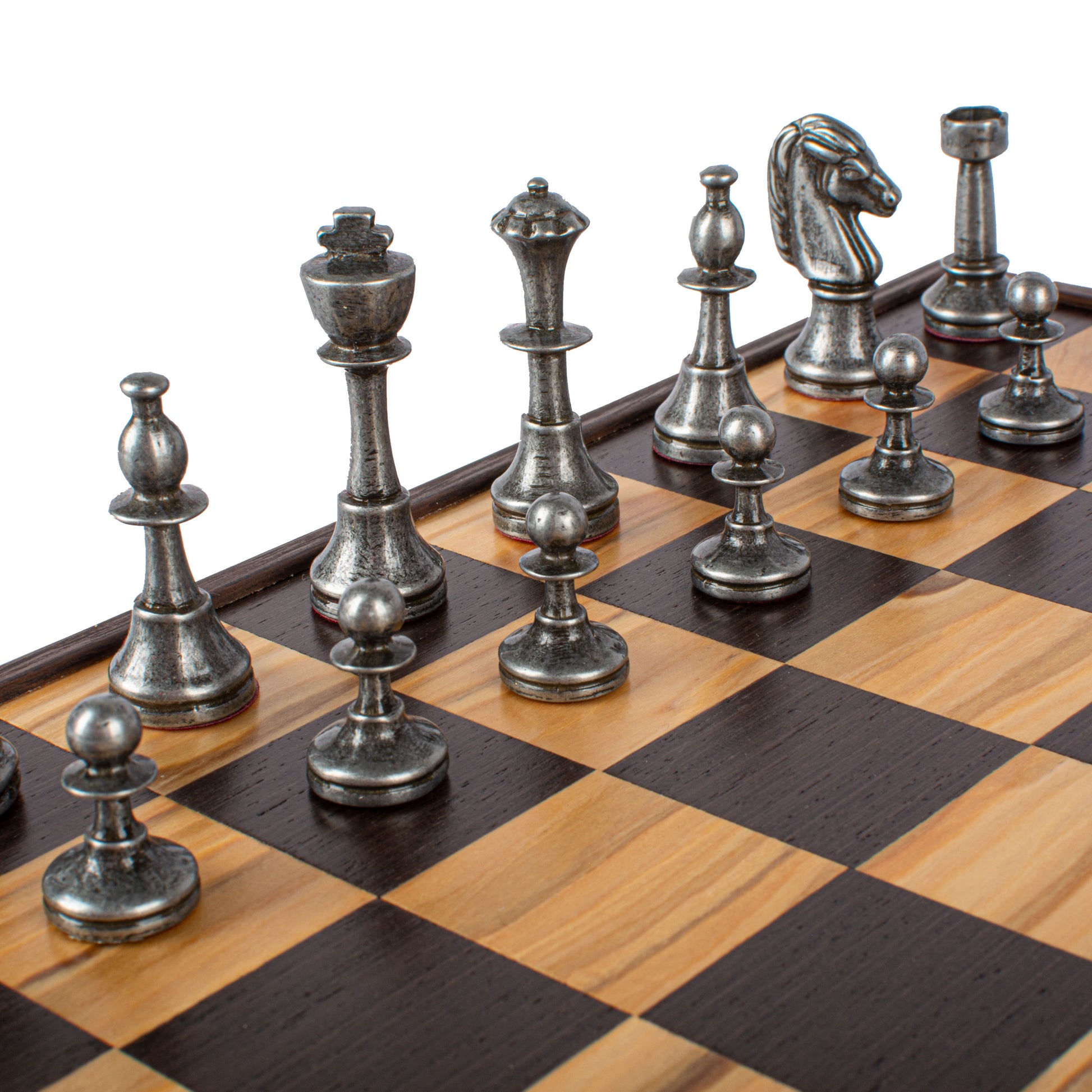 Manopoulos Wood & Metal Chess Set