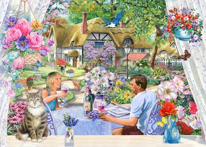 The House Of Puzzles Enjoying The Garden Big 500 Piece Jigsaw