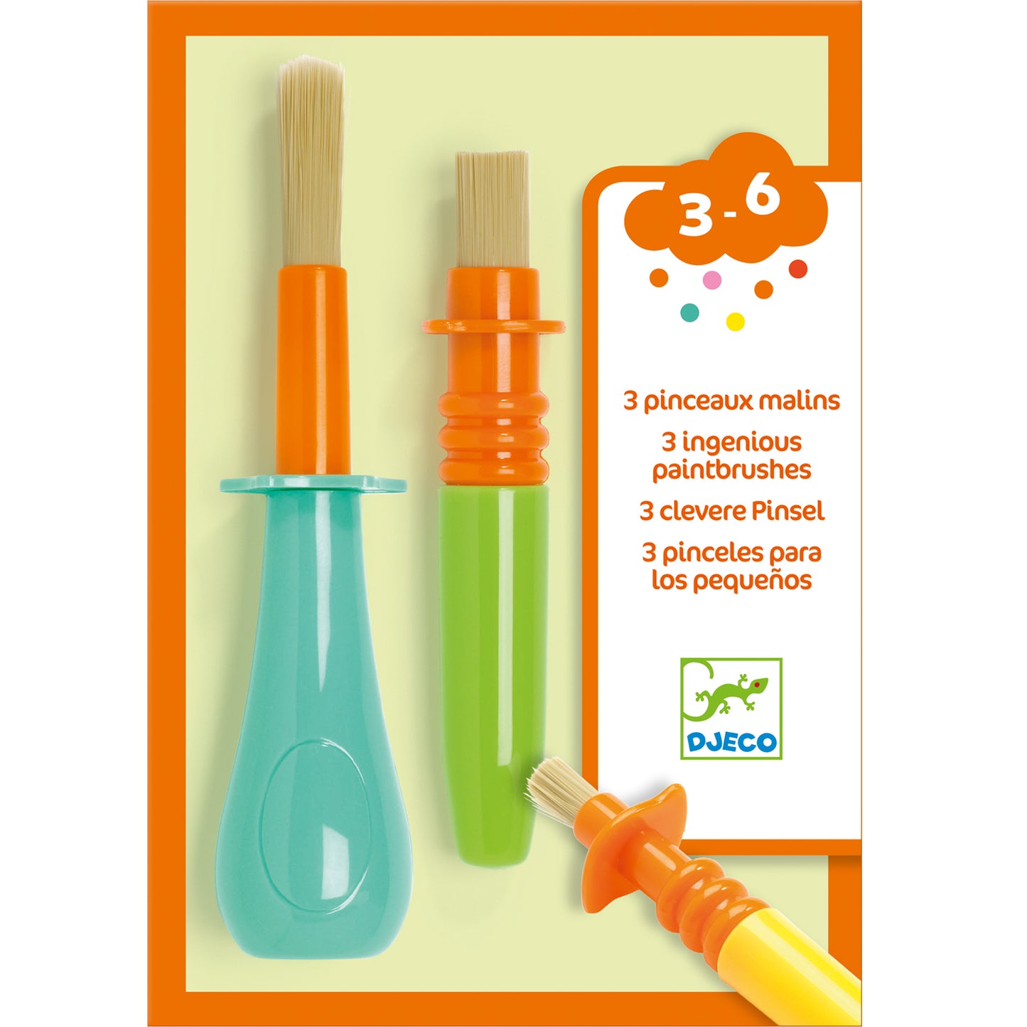 Djeco 3 Ingenious Paintbrushes Accessories For Little Ones