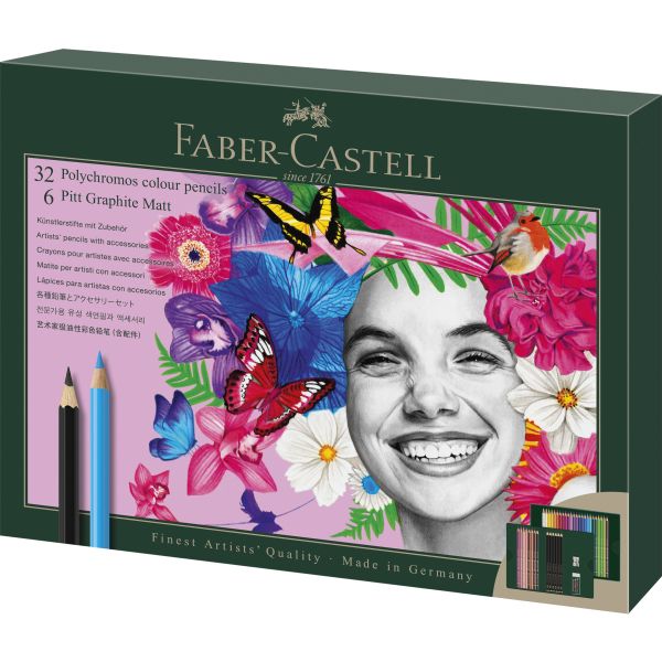 Faber Castell Gift Set Polychromos 32 + 6 Graphite Matt