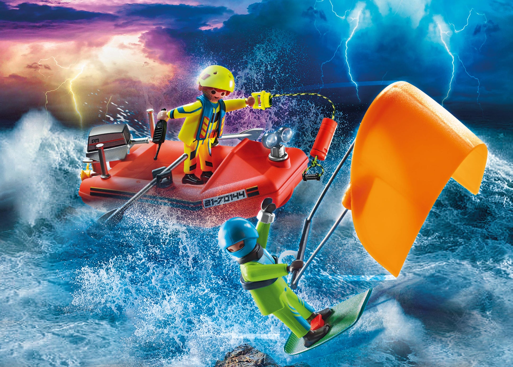 Playmobil 70144 City Action Sea Rescue Kitesurfer Rescue with Speedboat