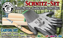Kids At Work Carving Set Knife, Gloves & Wood