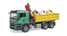 Bruder Man TGS Truck With 3 Glass Recycling Containers & Bottles