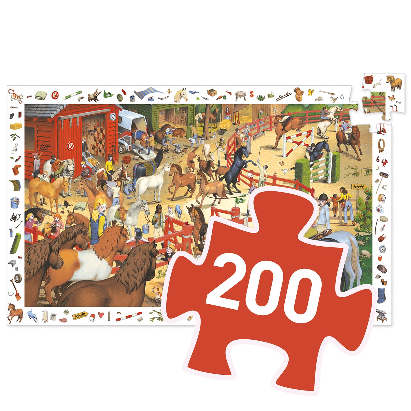 Djeco Horse Riding 200 Pcs Observation Jigsaw Puzzle