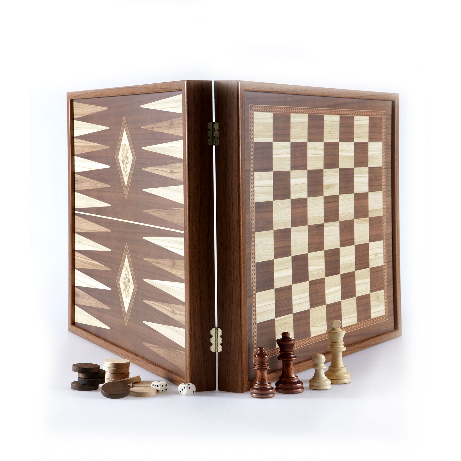 Manopoulos Classic Style Wooden Chess & Backgammon