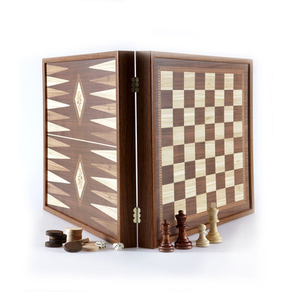 Manopoulos Classic Style Wooden Chess & Backgammon