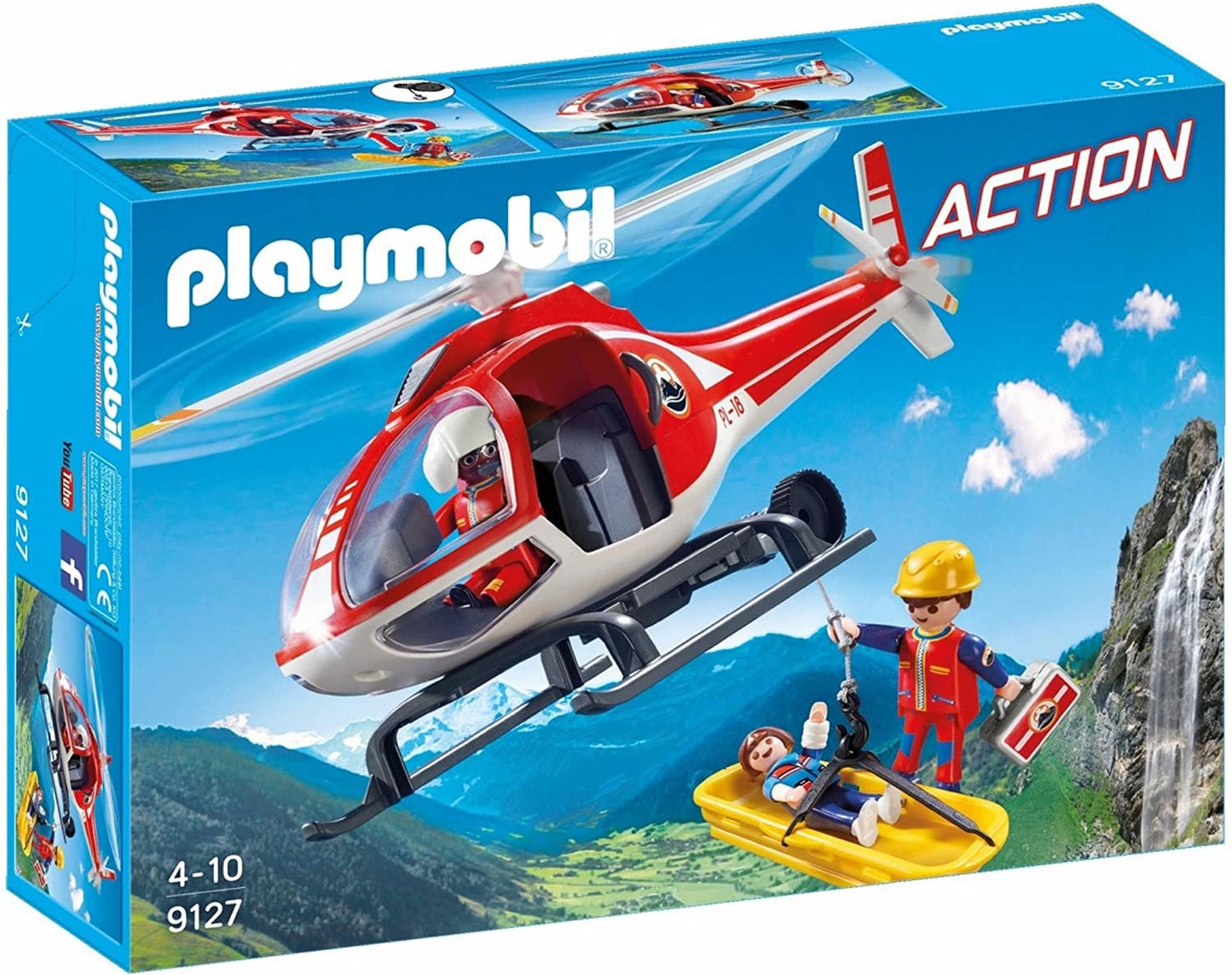 Playmobil 9127 Mountain Rescue Helicopter with Working Winch