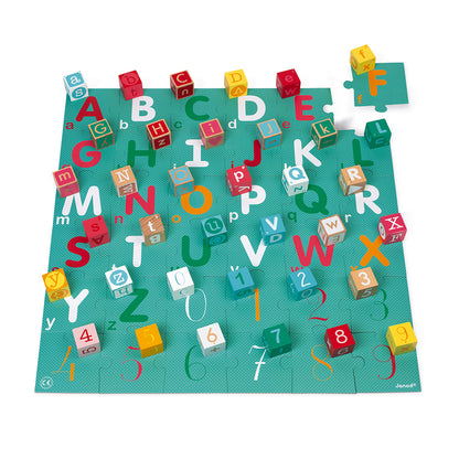 Janod KUBIX 40-Cube Set + Letters / Numbers Puzzle