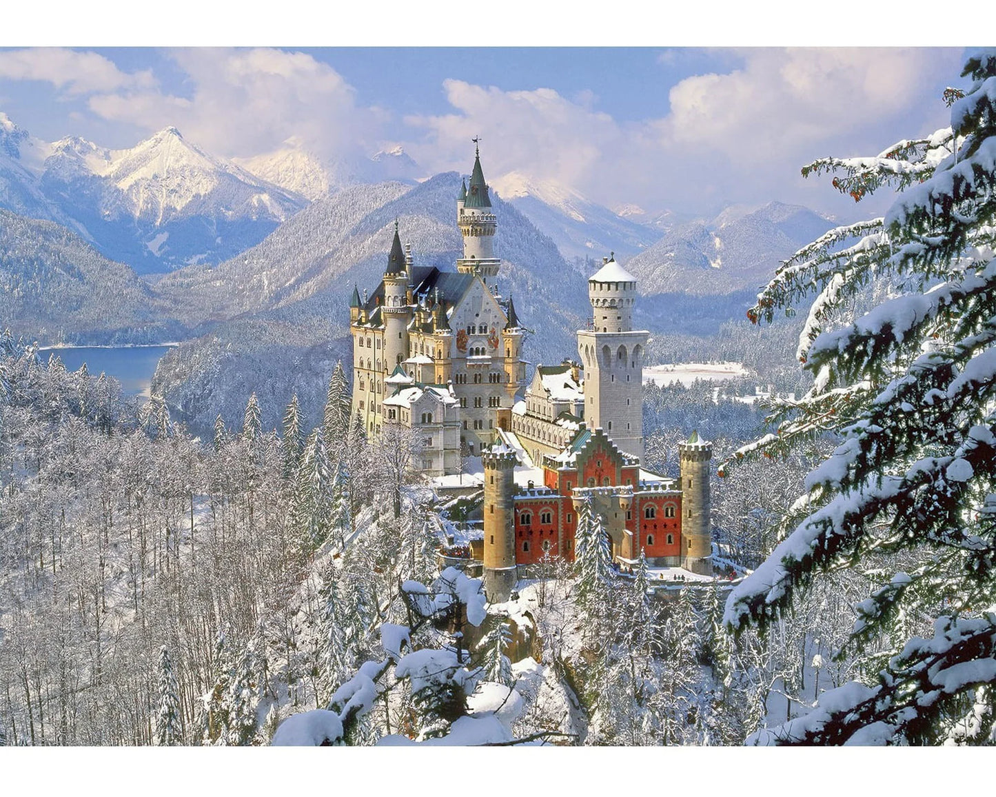 Wentworth Wooden Puzzles Winter Scene with Neuschwanstein 250 Piec Castle - Maxi