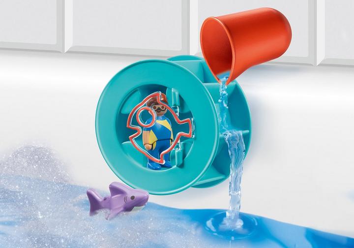 Playmobil 70636 1.2.3 Aqua Water Wheel With Baby Shark