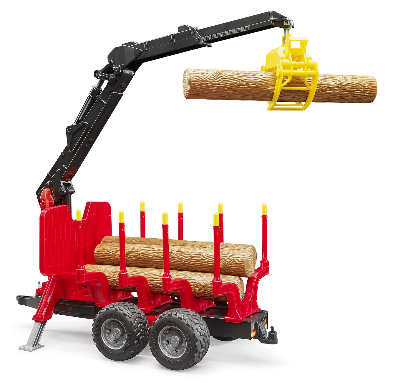 Bruder Forestry Trailer W/Loading Crane, 4 Trunks & Grab