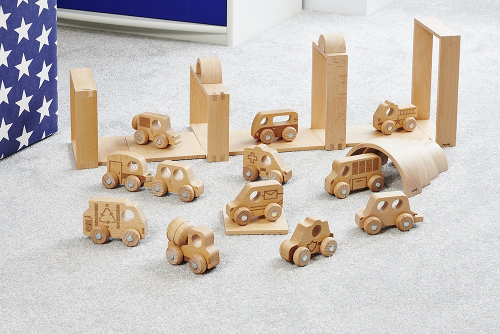 Tickit Natural Wood Emergency Vehicles Set