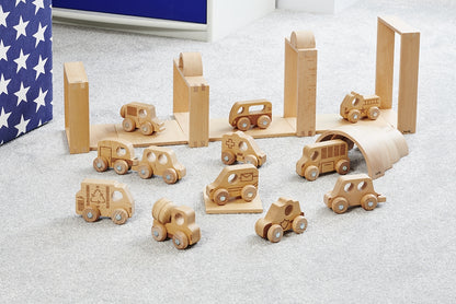 Tickit Natural Wood Emergency Vehicles Set