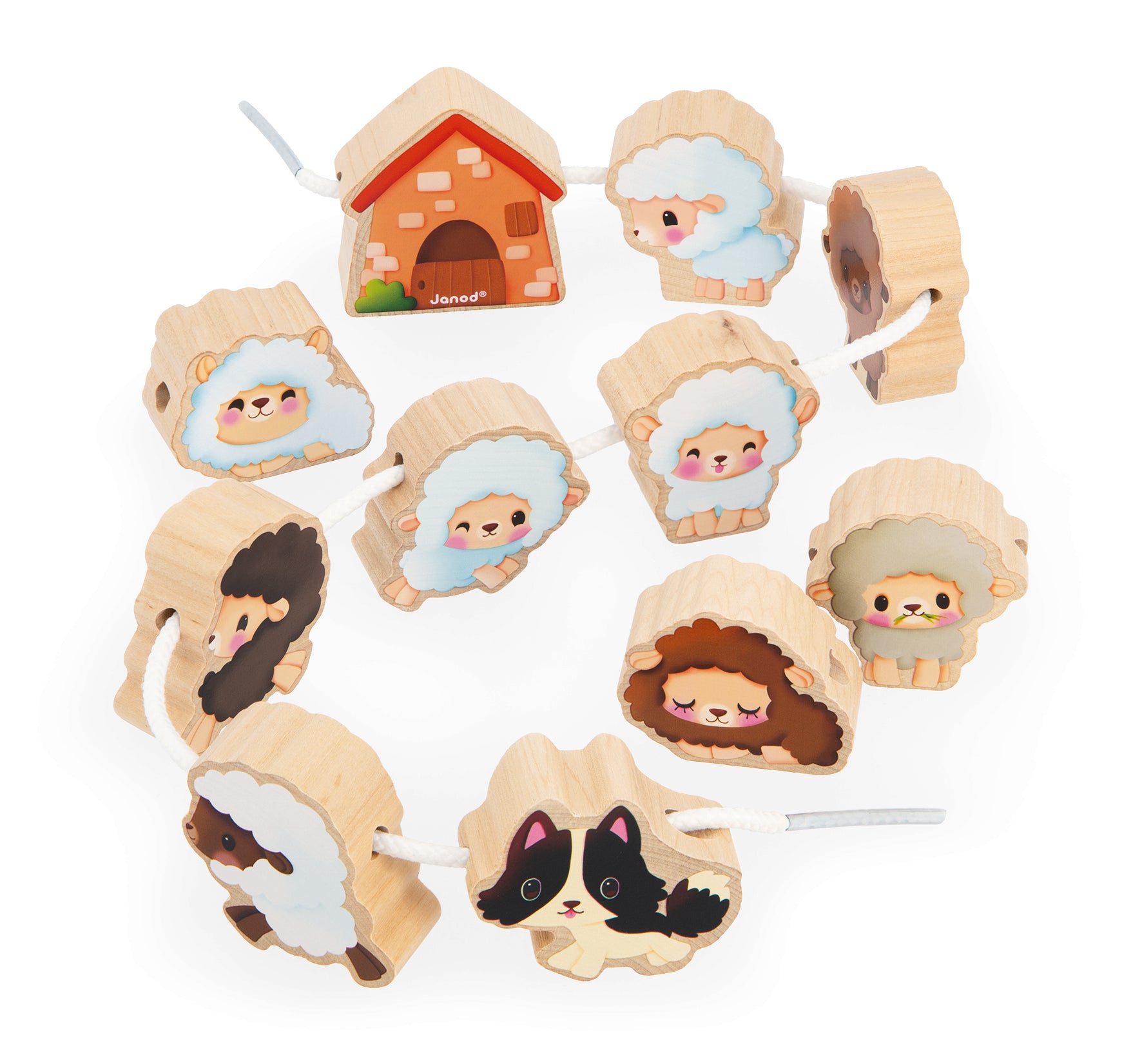 Janod Farm - Threading Beads - Sheep