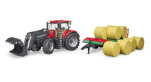 Bruder Case Ih W/Frontloader, Trailer & 8 Bales