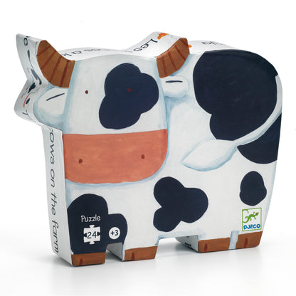 Djeco The Cows On The Farm - 24 Pcs Silhouette Puzzles