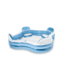 Intex 90" X 90" X 26" Blue Inflatable 2 Ring Family Pool W/Seats