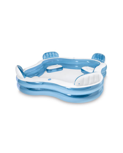 Intex 90" X 90" X 26" Blue Inflatable 2 Ring Family Pool W/Seats