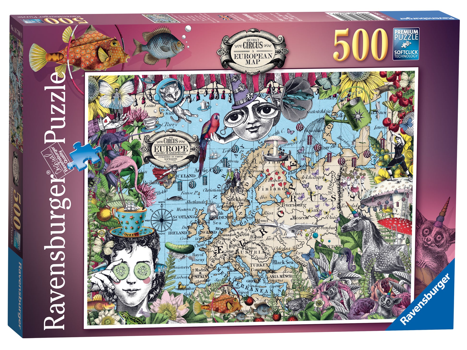 Ravensburger European Map, Quirky Circus, 500pc Jigsaw Puzzle