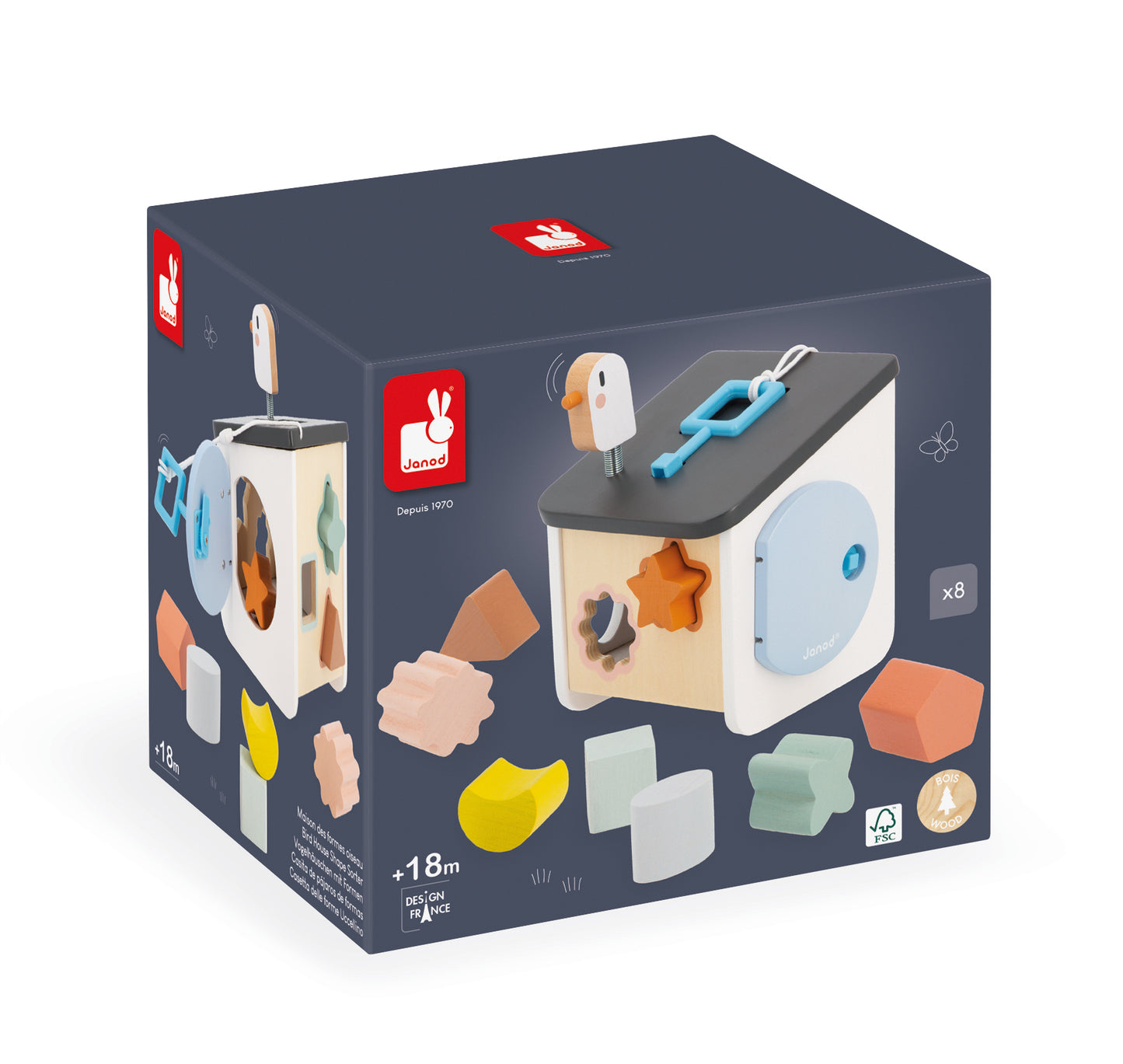 Janod Sweet Cocoon - Bird House Shape Sorter