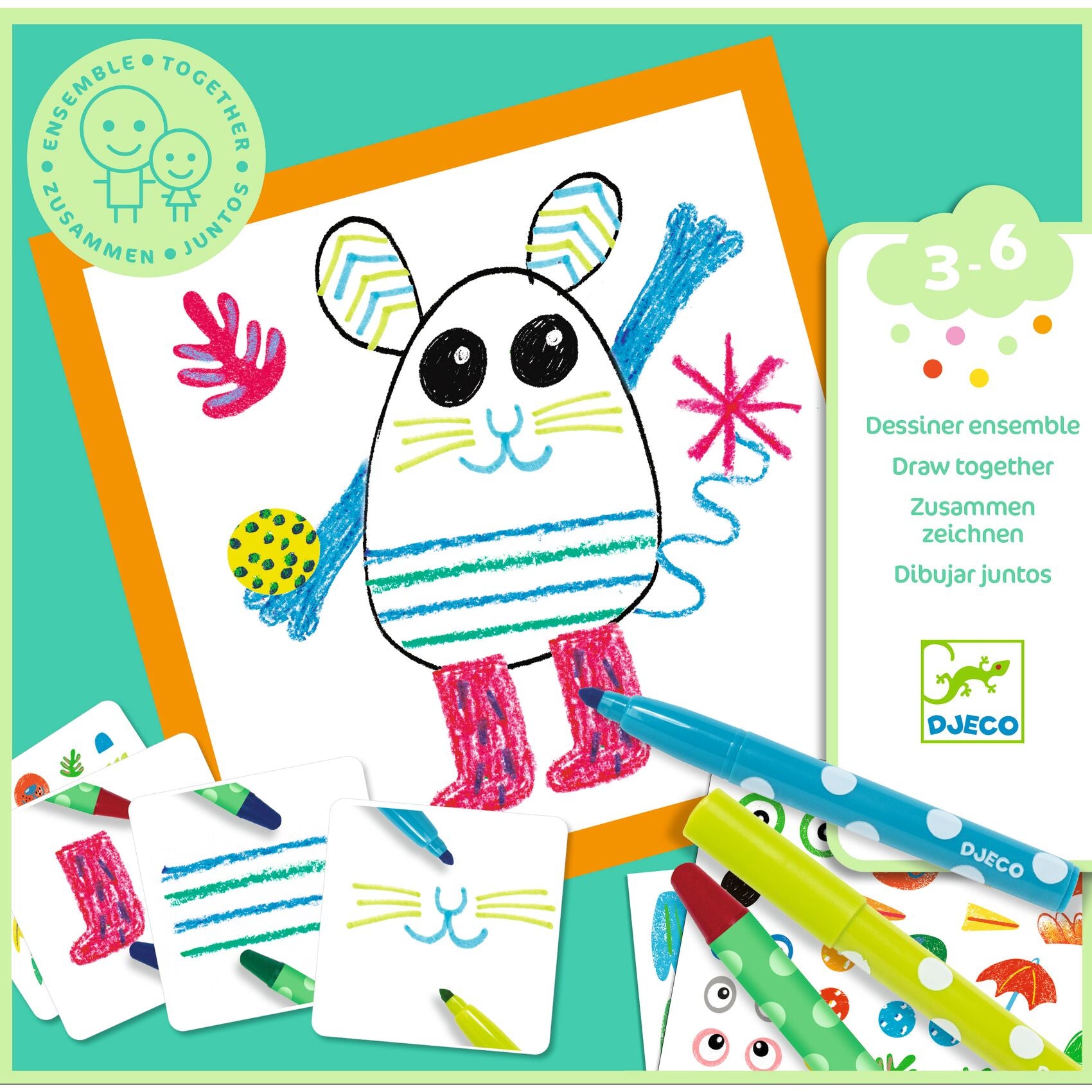 Djeco Draw Together Funny Animals - FSC MIX (F)
